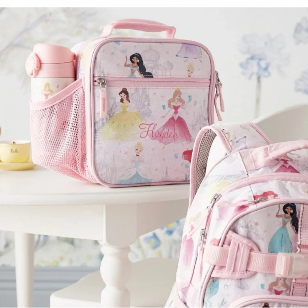 • Pottery Barn Kids • Mackenzie Disney Princess Castle Shimmer Lunch Boxes Pink